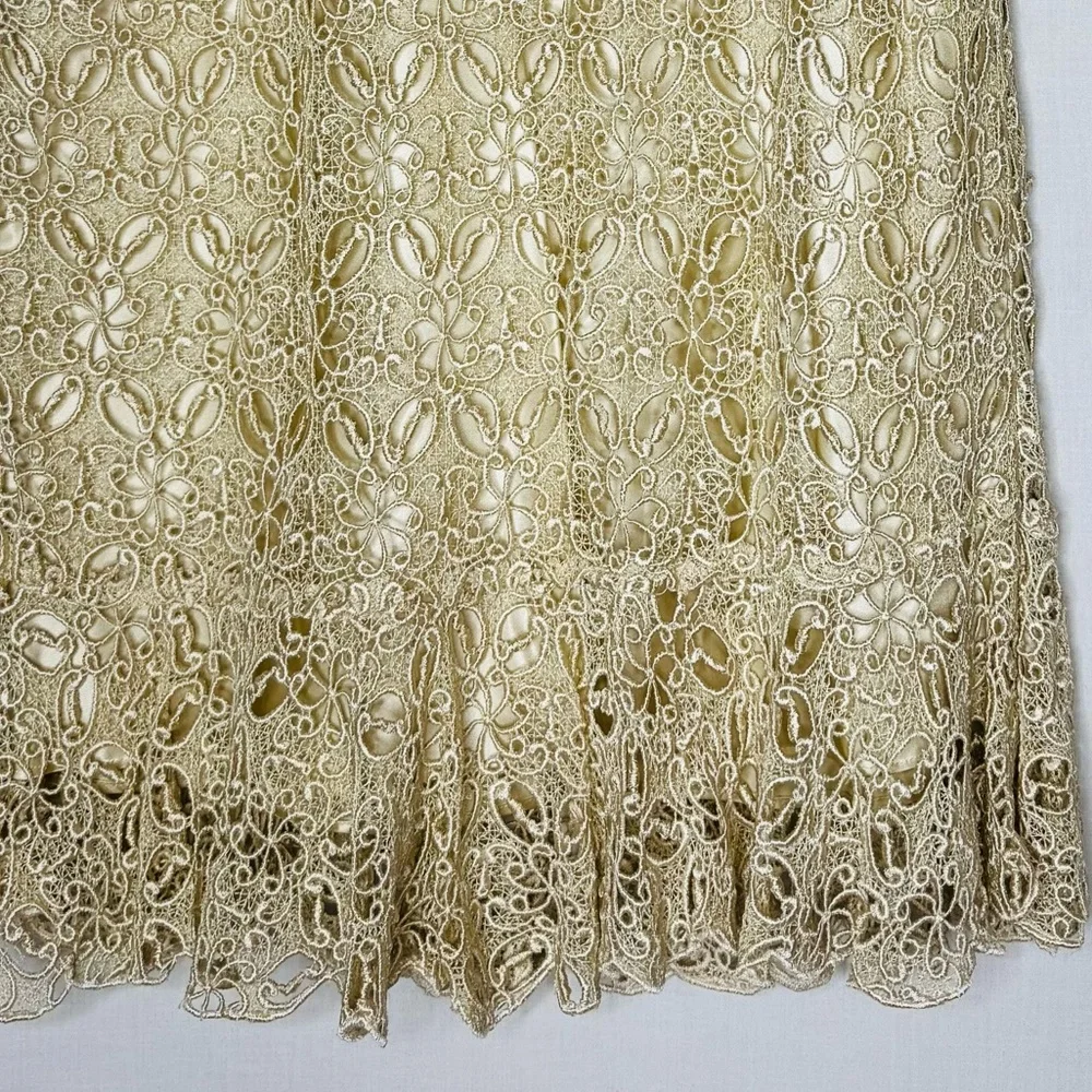 Lafayette Women Lace Overlay Skirt Sz 8 Coquette Ethereal Whimsical Boho Cottage